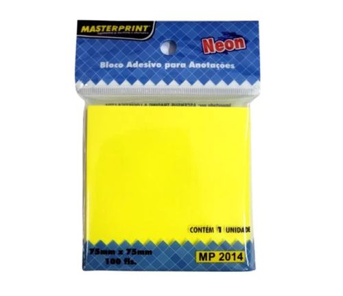 Recado Auto Adesivo 75X75 Neon Amarelo 1X100F